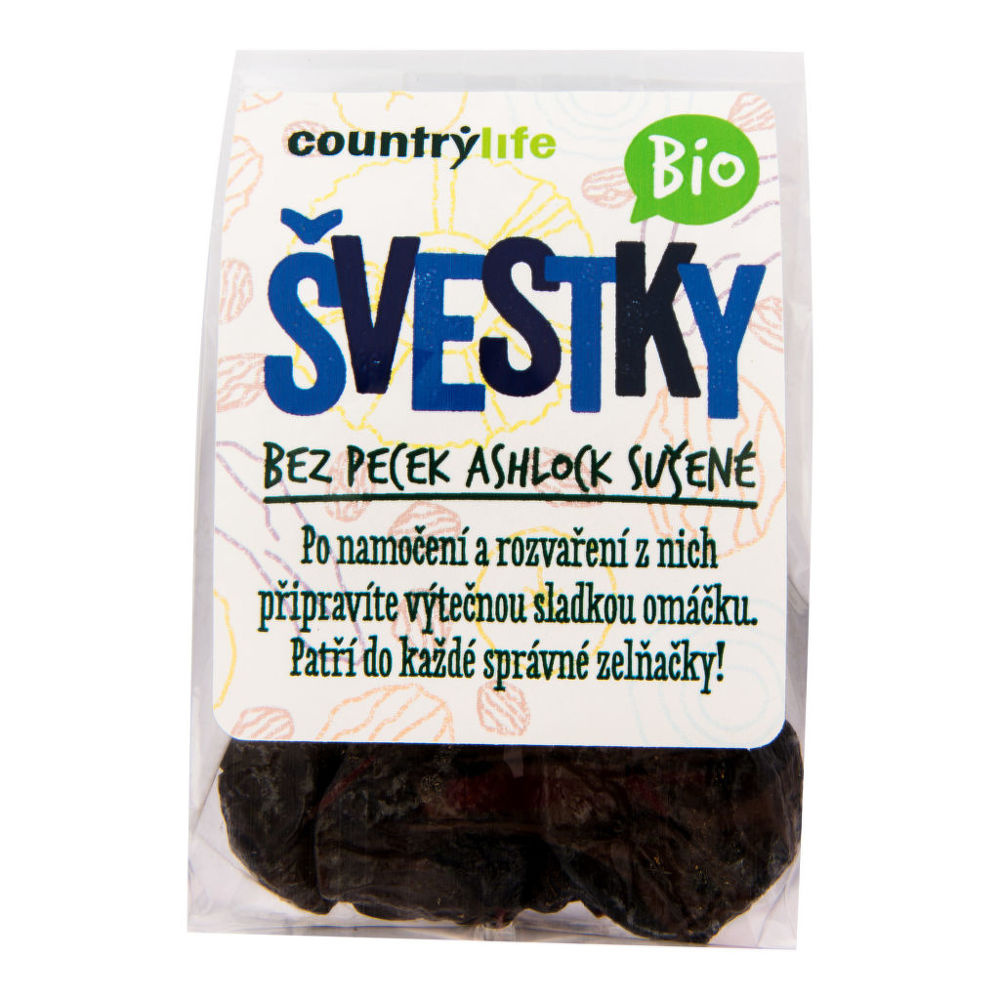 BIO švestky sušené Ashlock bez pecek 100g Country Life